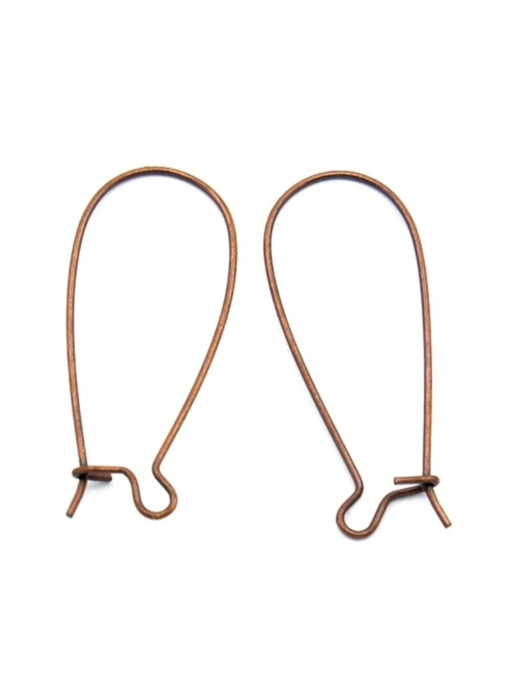 Antique Copper Kidney Earwires Earring Findings 33mm Long Steampunk 10 pcs